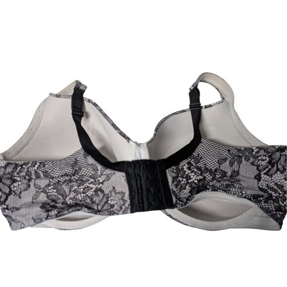 Cacique Lightly Lined Full Coverage Bra Womens 42DDD Black Floral Underwire - Picture 3 of 6